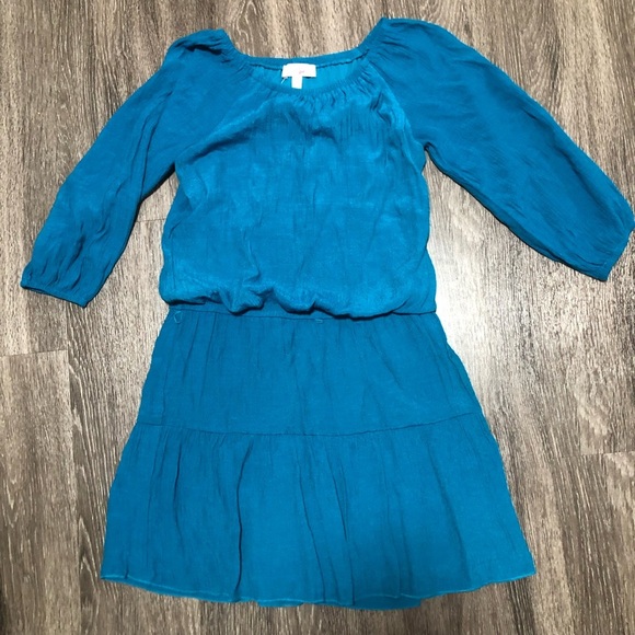 GB Girls Teal Blue Blouson Waist Dress L - Picture 1 of 5